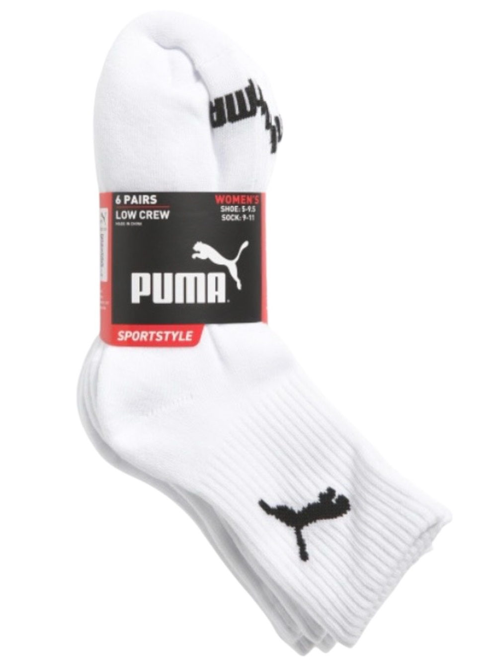 Puma 6 pk. Low Crew Sportstyle Socks (NWT) (Shoe Size: 5-9.5)